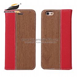 Grain Flip Wallet Genuine Leather Phone Case Cellphone Cover for iPhone 6