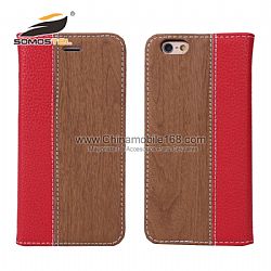 nuevo flip cover caso de graneado Grano Flip cartera genuino Funda para iPhone 6