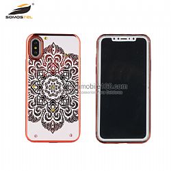 Durable electrochapado TPU + PC funda rabbit mandala con piedras