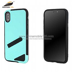 Rubberized TPU+PC hybrid case with retractable bracket stand