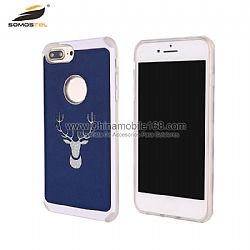 Factory price anti-impact TPU+PC PU phone protector with cute elk pattern