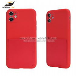 Nueva tarjeta de silicona líquida fundas protector TPU+PU para iPhone11