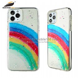 Funda Transparente TPU+PC Con Dibujo Epoxy De Arco Iris para iPhone11/11Pro/11ProMax