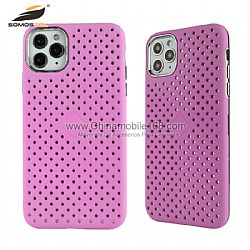 For iPhone12 Electroplating + oil injection mesh phone case with  Invisible bracket