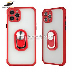 Funda TPU+PC 2 En 1 Con Bordes Verticales Y Anillo De Soporte Para iPhone/Xiamomi