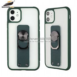 Funda Acabado Mate TPU+PC Con Bordes Color Y Anillo De Soporte Para iPhone11/12/12Pro