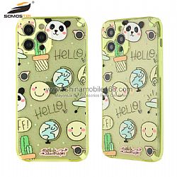 For iPhone12 TPU+PC glossy oil printing phone case with glitter