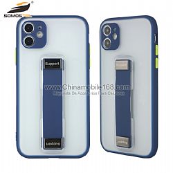 For iPhone TPU+PC Bright color invisible strap bracket phone case
