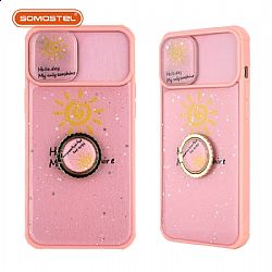 Push Window Epoxy  Finger Ring Buckle TPU+PC Phone Case