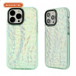 Two-color  Rhombus Pattern Injection Molding Shock Absorption   TPU+TPE Phone Case With Laser Paper