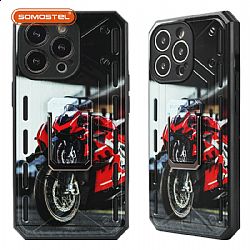 TPU+PC painted phone case with magnetic ring stand