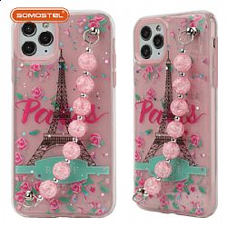 LiangTou Dos en uno Epoxy con pulsera de colores transparentes TPU+PC Funda de teléfono