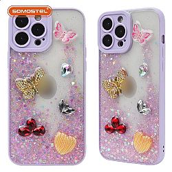 HuYan Transparent TPU+PC  Epoxy  Accessorie Phone Case