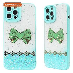 HuYan 2 in 1 Bright TPU+PC Epoxy Precise Hole Phone Case