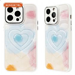 TPU+PC 2 in 1 precise hole heart painted phone case
