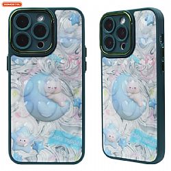 Agujero preciso 2 en 1 con diseño de corazón 3D TPU+PC+PU Electrochapado Funda de teléfono artesanal