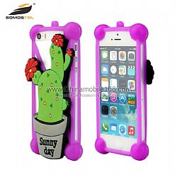 Universal silicone Cute 3D cactus green leaf soft phone case For Iphone samsung