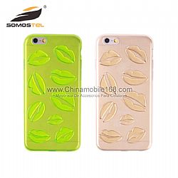 Clear Transparent Crystal Soft TPU Lips Phone Cover Case Shell For iPhone 6 6 Plus For Samsung S6