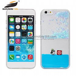 New arrival cute  penguin swimming  liquid clear Phone Case plasitc