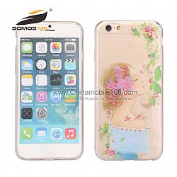 Wholesale Internal Diamond girl series soft ultra transparent TPU phone case for iphone 6