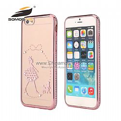 Bling del Diamante Galvanoplastia Suave TPU Caso de Contraportada para iphone 6 6S Plus