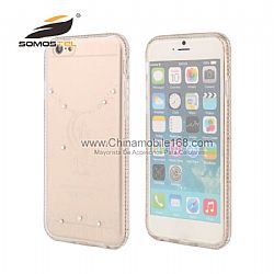 Nuevo diseño Fundas De TPU  Transparente Con Dibujos Escultura De Laser Con Diamantes  para iphone 6