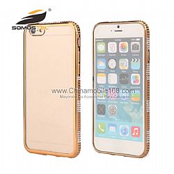 New  product TPU With Three Rows Diamond phone Case for iPhone 6