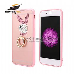 Cute Rhinestone pearl Crown acrylic With ring buckle phone case for iPhone 6S