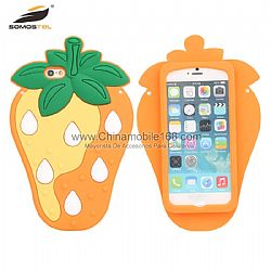 3D lindo de dibujos animados de fresa suave cubierta de funda de silicona para iPhone 7 7 Plus