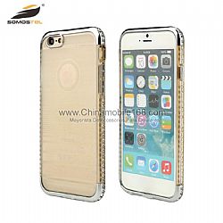 Galvanoplastia Bling TPU marco con cubierta de teléfono de diamante para iPhone 6 caso