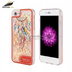 Love Heart Glitter Stars Dynamic Liquid Quicksand Transparent Phone Case For iphone 7
