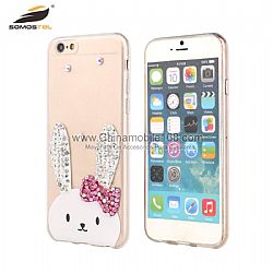 Bonito Fundas TPU Con Dibujos De Yeso Y Diamantes Transparente caso para iPhone 6