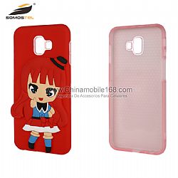 Flexible rubberized TPU protector case with silicon cartoon for IphoneX