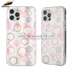 Wholesale 1.6mm colorful electroplating pattern double-sided flat IMD TPU phone case for iPhone12