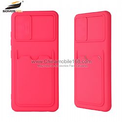 Push window fine hole liquid silicone original 2.0mm TPU phone case with card slot