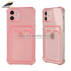 Funda Anti-choque TPU Transparente con tarjetero de crédito ranuras bolsillos para iPhone12mini