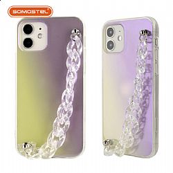 Funda tpu dual caras de IMD en color gradiente con linda cadena de pulsera