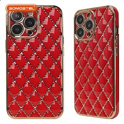 Diamond pattern Oil Electroplate+ Inlaid Diamond TPU Phone Case