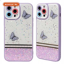 TongYan Dos-en-uno Epoxy Mariposa Decoraciones TPU+PC Funda Teléfono