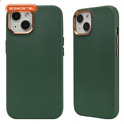 Funda de teléfono de TPU+PC moldeada por inyección tres en uno de cuero granulado