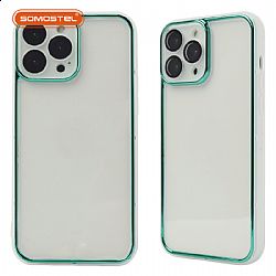 HuanYing Moldeo por Inyección Transparente Electrochapado TPU+PC Funda de Teléfono