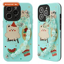 Macaroon Invisible Holder with Bracelet Oil Injection Painting TPU+PC Phone Case
