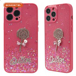 Borde recto Epoxy Tridimensional Lollipop Decoración TPU+PC Funda de teléfono