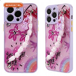 precise hole  2 in 1 Epoxy TPU+acrylic  with phone charm phone case