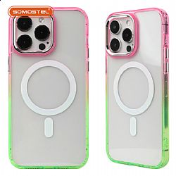 Wholesale TPU+Acrylic Dual color gradient magnetic phone case