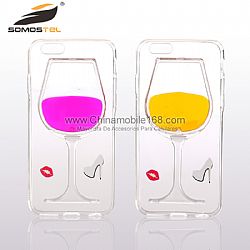 fundas para celular de cristal fluido líquido vino tinto para iPhone 6s