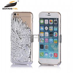 Moda alas del ángel electrochapa y TPU transparente funda para iPhone 6