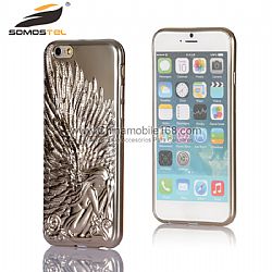 3D Lujo chapado alas del ángel funda para el iPhone 6