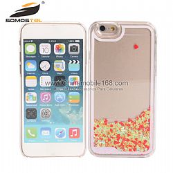 Hard Plastic Transparent Quicksand Liquid Flowing Glitter Case for iPhone