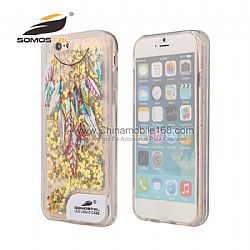 Liquid LED Light TPU Transparent shine Luminescent glitter phone case For iPhone